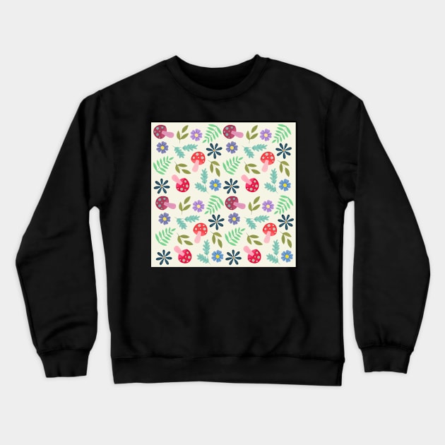 Botanical mushroom pattern Crewneck Sweatshirt by NashTheArtist